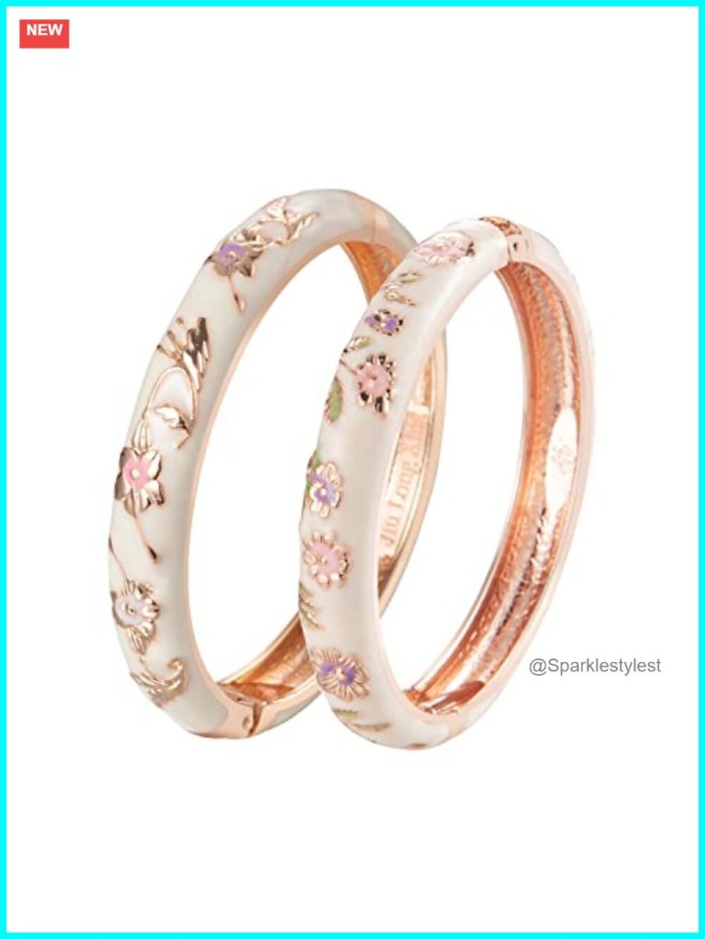 Cloisonne Enamel Cuff Bangle Bracelet Set Butterfly Flower Gold Plated